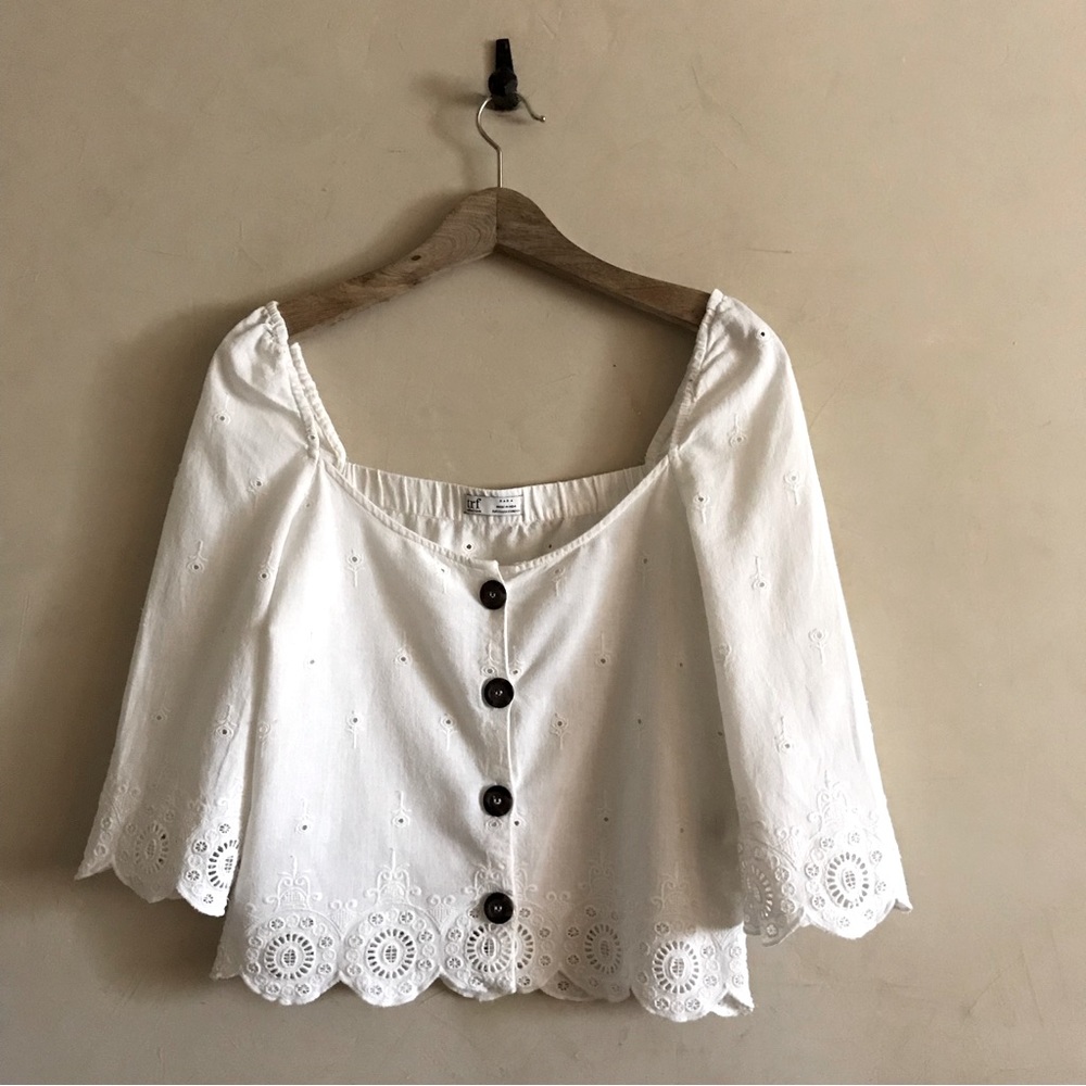 ZARA Embroidered White Top
